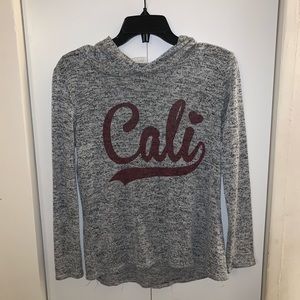 Grey Cali Long Sleeve Shirt with Hood
